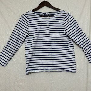 Gorgeous blue and white stripe J Crew top. 3/4 sleeve. Tie in the back. Small